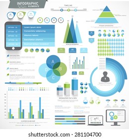 Big Set Of Various Infographic Elements With Statistical Graphs For Your Business Reports And Financial Growth Presentation.