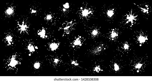 Big set of various spray paint graffiti decorative splatters. Vector illustration