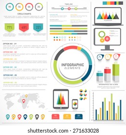 Big set of various statistical infographic elements for your business and corporate sector. 