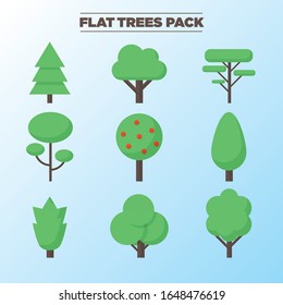 Big set of various trees. Tree icons set in a modern flat style.