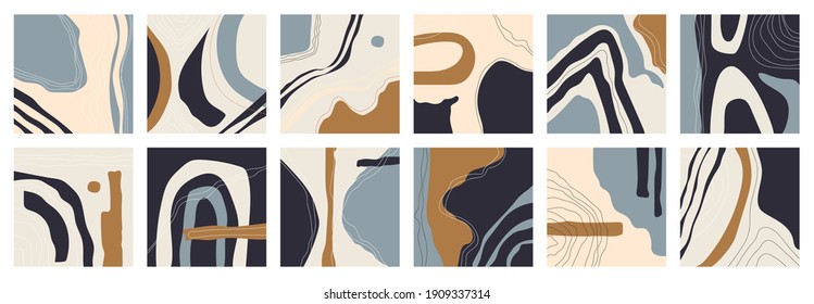 Big set of various vector highlight covers. Abstract backgrounds. Various shapes, lines, spots, dots, doodle objects. Perfect for bloggers. Round icons for social media stories. Hand drawn templates. 