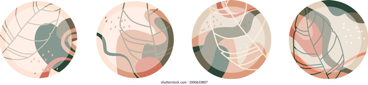 Big Set of various vector highlight covers. Hand drawn templates. Round icons for social media stories. Perfect for bloggers