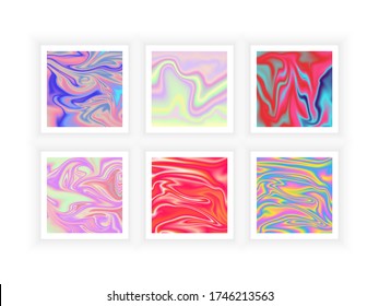 Big Set of Vector abstract holographic background 80s - 90s, trendy colorful texture in neon color design for covers, flyers, brochures, posters, wedding invitations, Business Design or Social Media