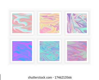 Big Set de fondo holográfico abstracto vectorial de 80 a 90, textura colorida de moda en diseño de color neón para cubiertas, volantes, folletos, afiches, invitaciones de boda, diseño de negocios o medios sociales