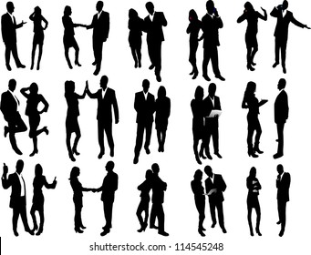 Big set of vector business people silhouettes