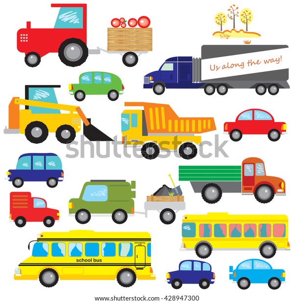 Big Set Vector Cars Dumper Truck Stock Vector (Royalty Free) 428947300