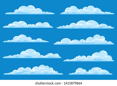 Gran conjunto de nubes vectoriales de dibujos animados. 12 nubes diferentes.