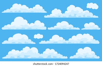 Big set of vector cartoon clouds. 11 different cloud.