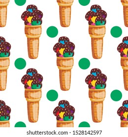 Big set with vector cartoon ice-cream. Sweet vector illustration