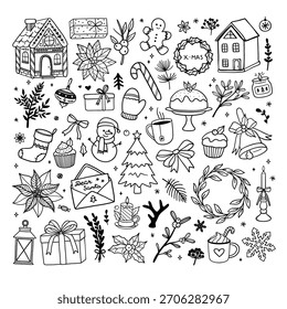 Big set of vector Christmas doodles