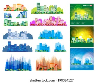 Big set of vector city skyline 