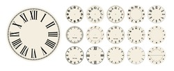 Big Set Of Vector Clock Faces, Watch Dials In Different Styles For Watch Clock Design