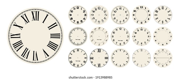 Big set of vector clock faces, watch dials in different styles for watch clock design - Shutterstock ID 1913988985