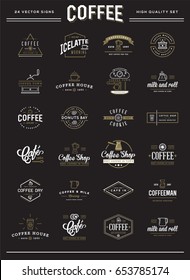 Big Set of Vector Coffee Elements and Coffee Accessories Illustration can be used as Logo or Icon in premium quality