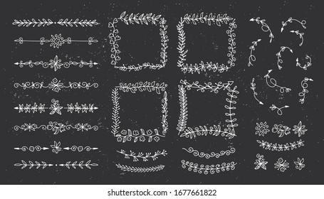 Big set of vector decorative hand drawn design elements and arrows for menus, posters, booklets, banners, catalogs and other design. 
