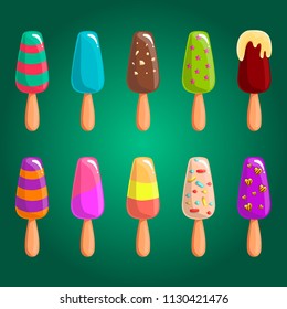 Big set of vector different ice cream. Sweet vector illustration