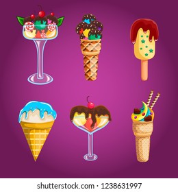 Big set of vector different ice cream