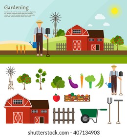 Big set of vector farm elements