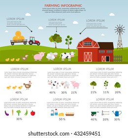 Big set of vector farm elements infographics