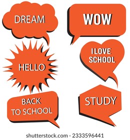 Big Set of vector flat colorful, black and white speech bubble shaped banners, price tags, stickers, posters, badges. Isolated on white background
