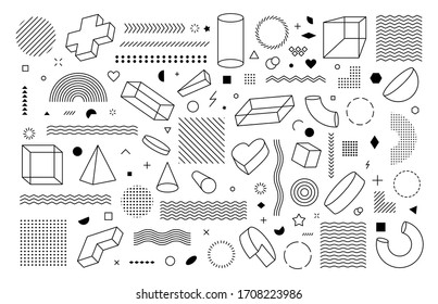 Big set of vector geometric shapes. Trendy graphic elements for concept design.