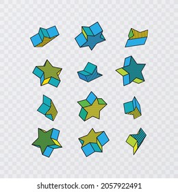 Big set of vector geometric shapes. Trendy graphic elements with shape if Stars, vector illustration