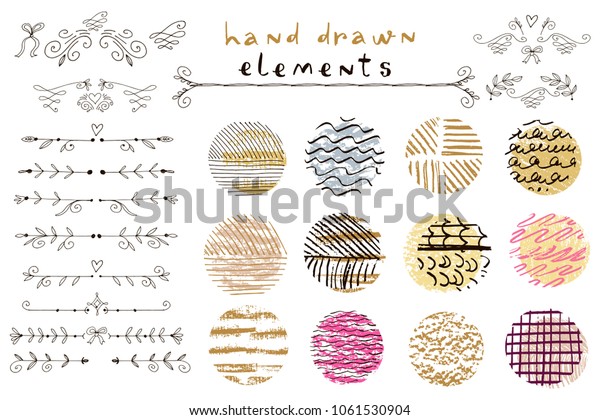 Big set of vector handdrawn  texture and vintage\
wedding elements. Arrow, borders  and hearts. Trendy textures with\
a jumble of lines, zigzag,Isolated.Abstract primitive  backgrounds.\
Isolated. Vector