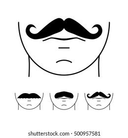 Big set of vector hipster mustache. Collection of cartoon barber silhouette hairstyle . Various types of whiskers