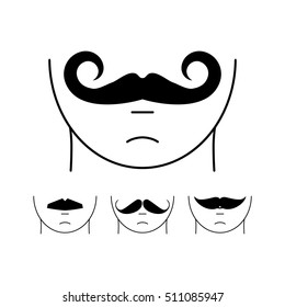 Big set of vector hipster mustache. Collection of cartoon barber silhouette hairstyle . Various types of whiskers