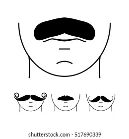 Big set of vector hipster mustache. Collection of cartoon barber silhouette hairstyle . Various types of whiskers