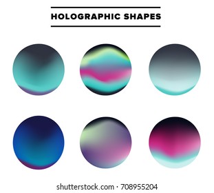 Big set of vector holographic circles for design.