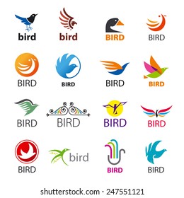 big set of vector icons birds