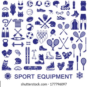 Big set of the vector icons for sport equipment