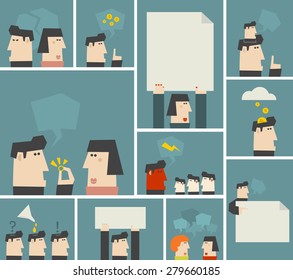 Big set of vector illustrations with people.