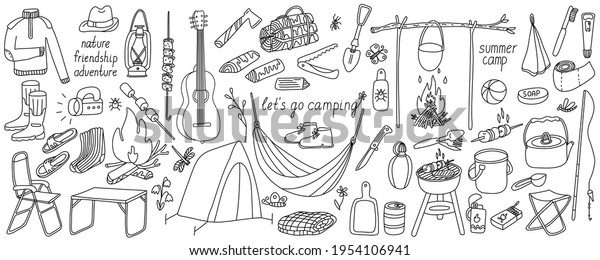 キャンプ イラスト モノクロ のイラスト素材 画像 ベクター画像 Shutterstock