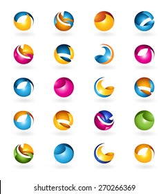 Big set of vector isolated abstract 3D elements
