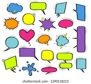 Big Set of Vector isolated colorful comic speech bubbles.