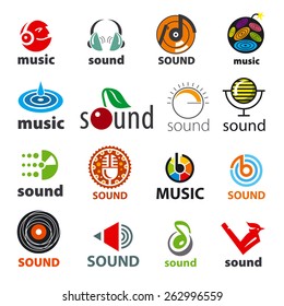 big set of vector logos sound and music