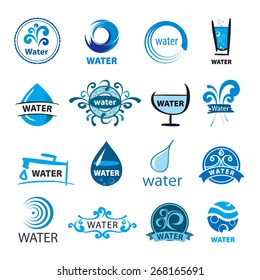 big set of vector logos water