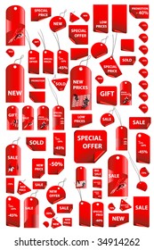 big set of vector price tags