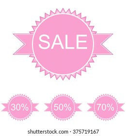 big set of vector price tags in pink tones