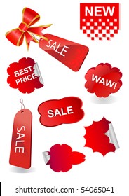 big set of vector price tags