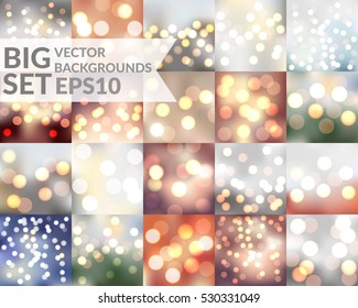 Big set of vector sparkling bokeh backgrounds. EPS10.