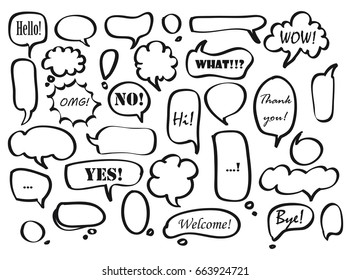 Big set of vector speech bubble doodles