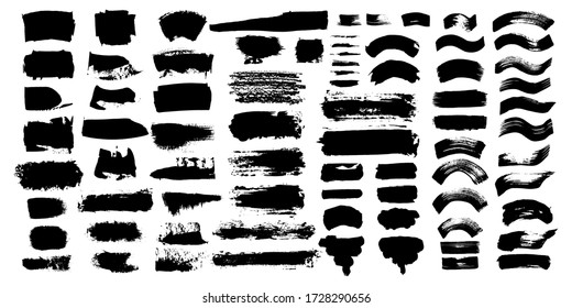 Big set of vector spots and stripes. Abstract splashes in the form of EPS-10. Set of elements and textures for banners and other design. Black spots on a white background.