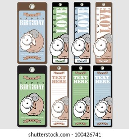 BIG SET of vector tags with cartoon sheep.