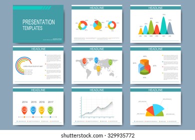 Big set of vector templates for presentation slides. Modern business design with graph and charts.