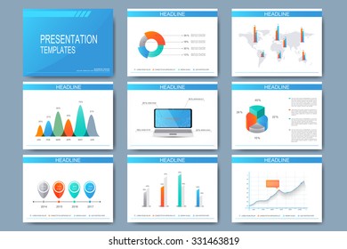 Big set of vector templates for presentation slides. Modern business design with graph and charts.