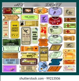 The big set of vector tickets in various styles c images. An elephant, lion, person, hunter, palm tree, scorpion, parrot, fish,  fly, Africa. EPS10