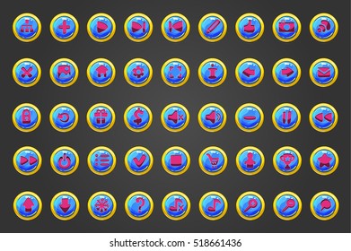 Big set of vector web button. Game interface design